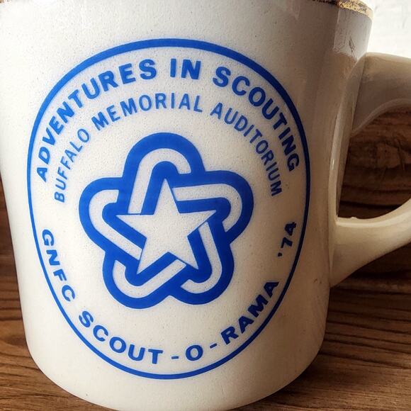 VTG Boy Scouts Mug Cup BSA Buffalo Memorial Auditorium GNFC Scout O Rama 1974 - Picture 4 of 7